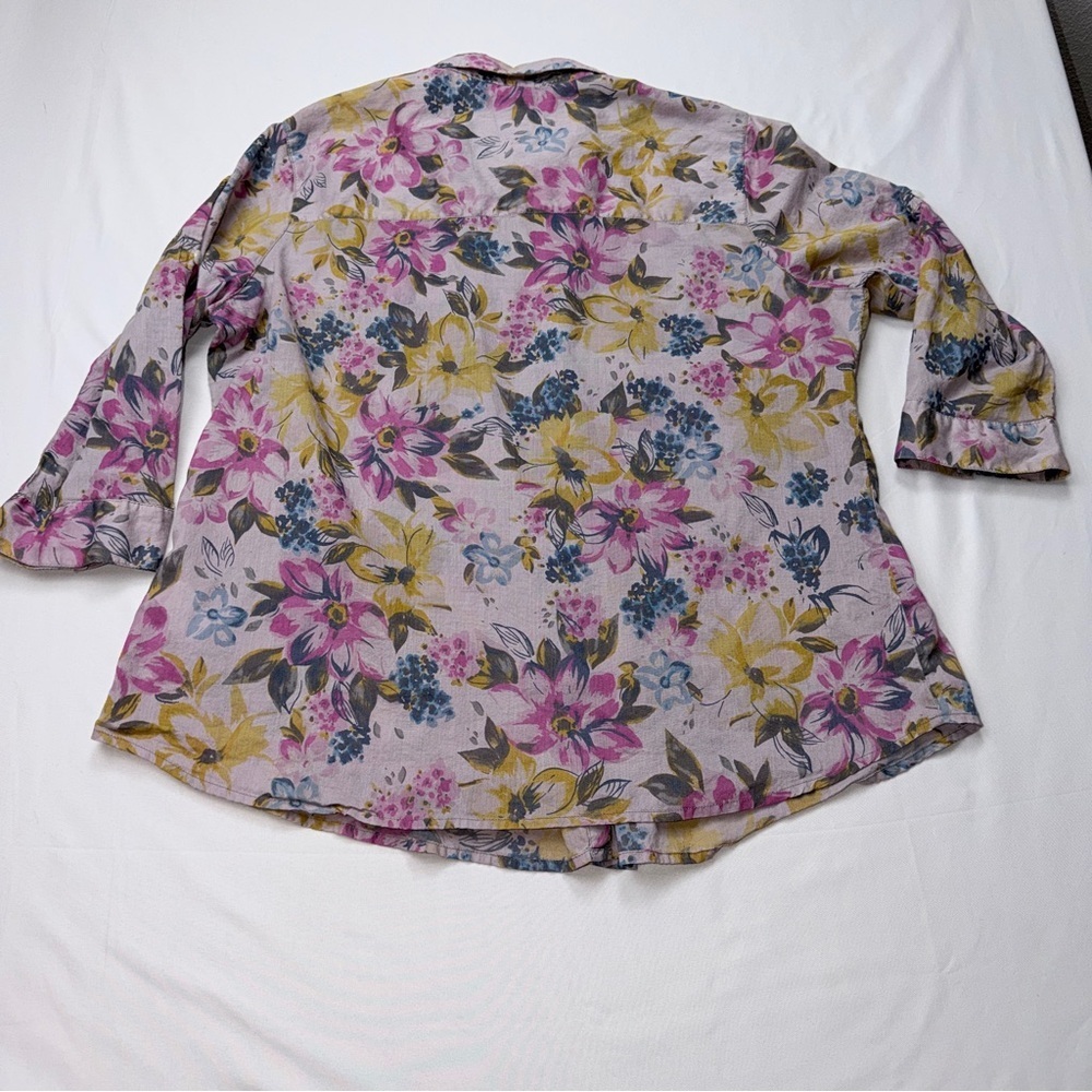 Izod 1937 Pink Floral Blouse with Yellow & Blue Accents - Picture 2 of 8